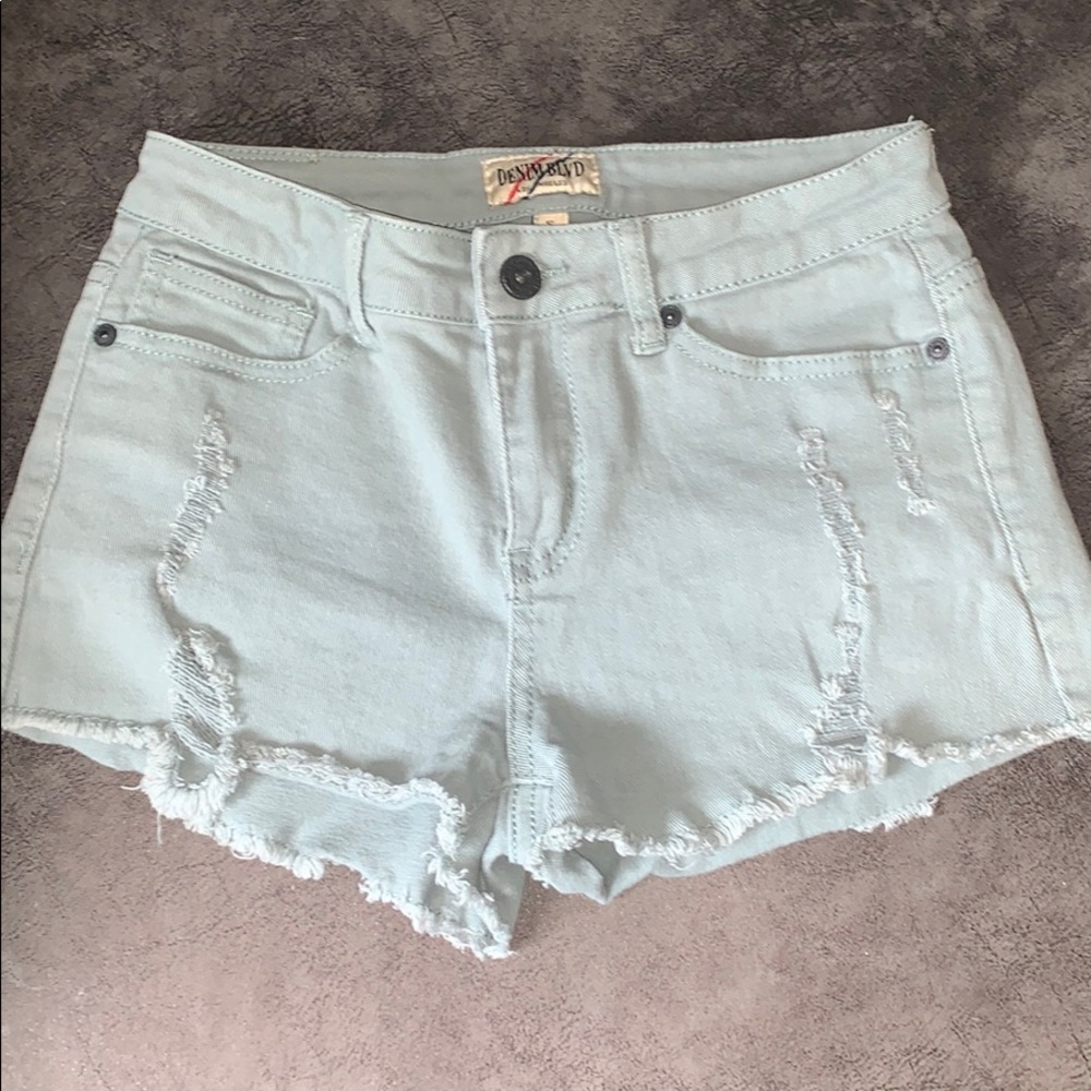 Blue Mid-rise Jean Shorts